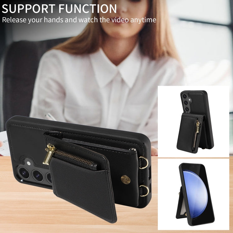 For Samsung Galaxy S24 FE 5G Crossbody Lanyard Zipper Wallet Leather Phone Case