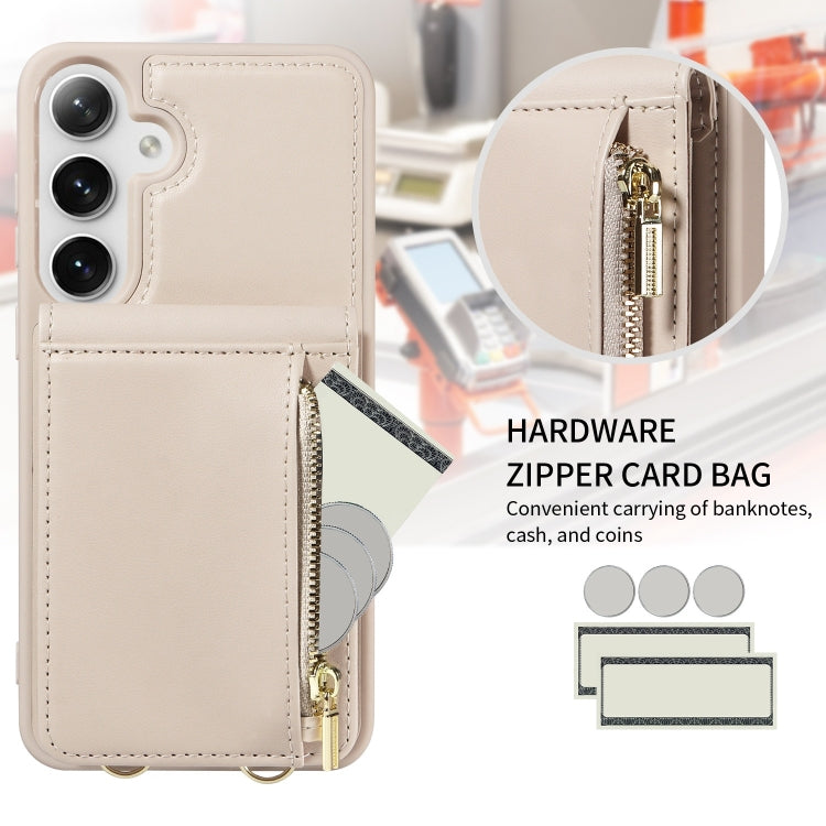 For Samsung Galaxy S25+ 5G Crossbody Lanyard Zipper Wallet Leather Phone Case