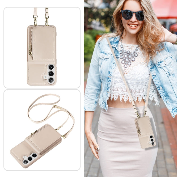 For Samsung Galaxy S25+ 5G Crossbody Lanyard Zipper Wallet Leather Phone Case