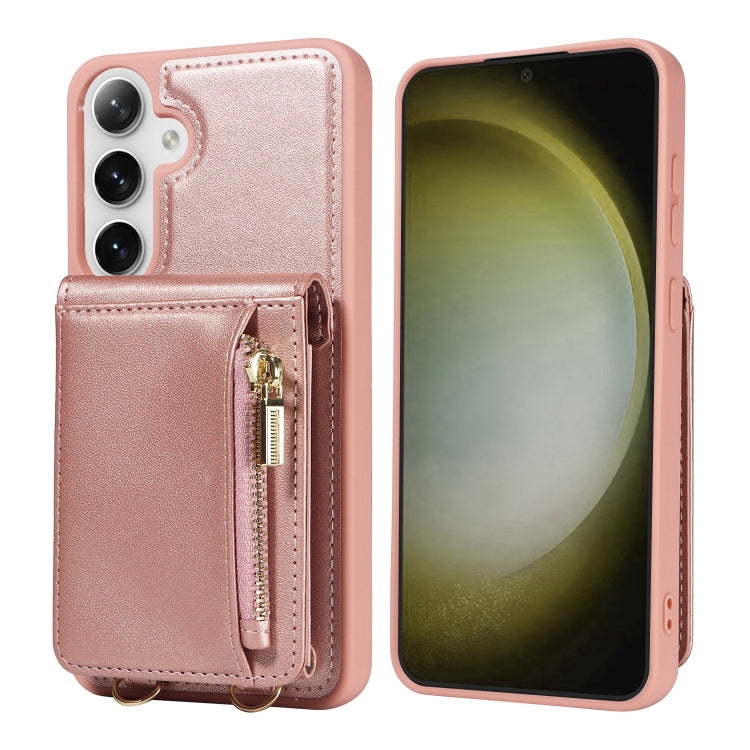 For Samsung Galaxy S25+ 5G Crossbody Lanyard Zipper Wallet Leather Phone Case