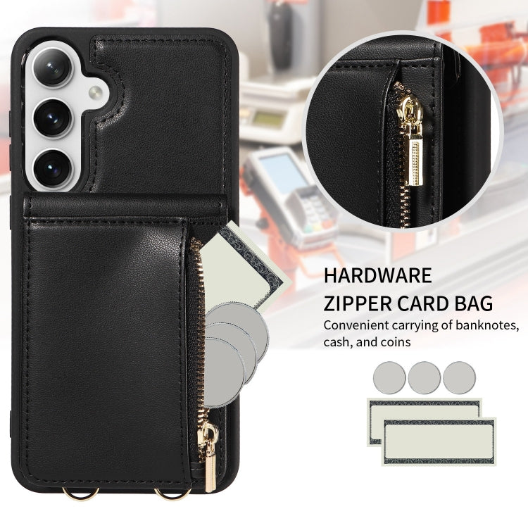 For Samsung Galaxy S25+ 5G Crossbody Lanyard Zipper Wallet Leather Phone Case