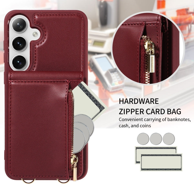 For Samsung Galaxy S24+ 5G Crossbody Lanyard Zipper Wallet Leather Phone Case