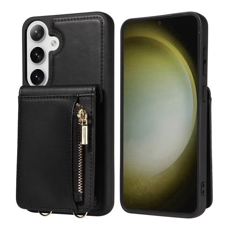 For Samsung Galaxy S24+ 5G Crossbody Lanyard Zipper Wallet Leather Phone Case