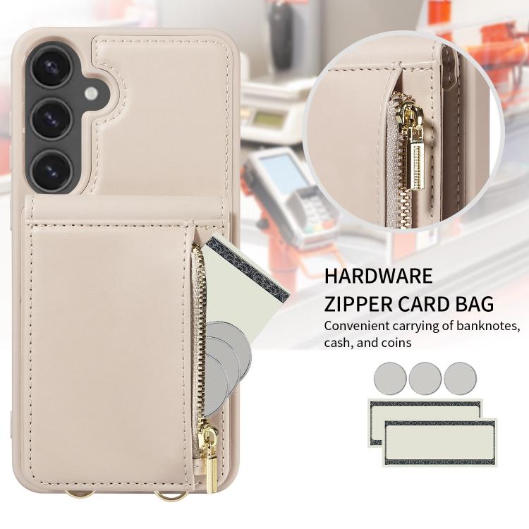 For Samsung Galaxy S25 FE 5G Crossbody Lanyard Zipper Wallet Leather Phone Case