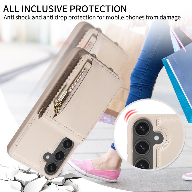 For Samsung Galaxy S25 FE 5G Crossbody Lanyard Zipper Wallet Leather Phone Case