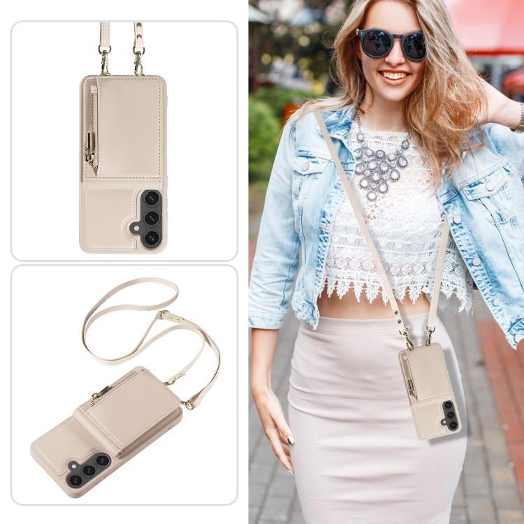 For Samsung Galaxy S25 FE 5G Crossbody Lanyard Zipper Wallet Leather Phone Case