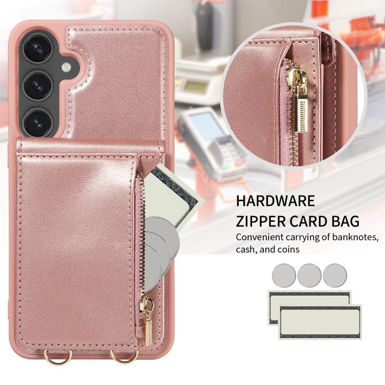 For Samsung Galaxy S25 FE 5G Crossbody Lanyard Zipper Wallet Leather Phone Case