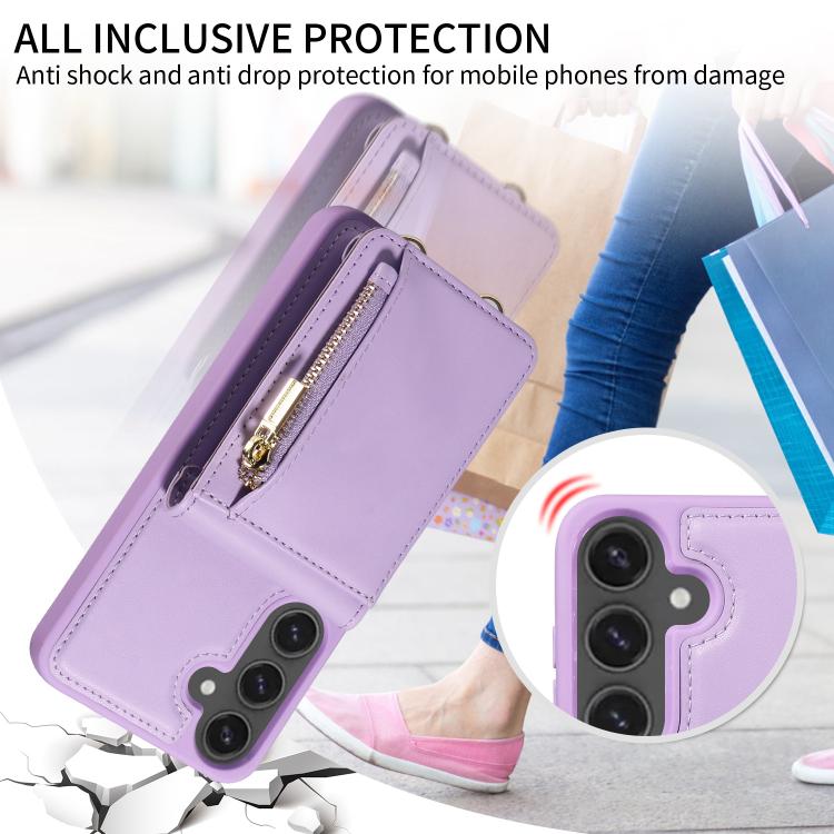 For Samsung Galaxy S25 FE 5G Crossbody Lanyard Zipper Wallet Leather Phone Case