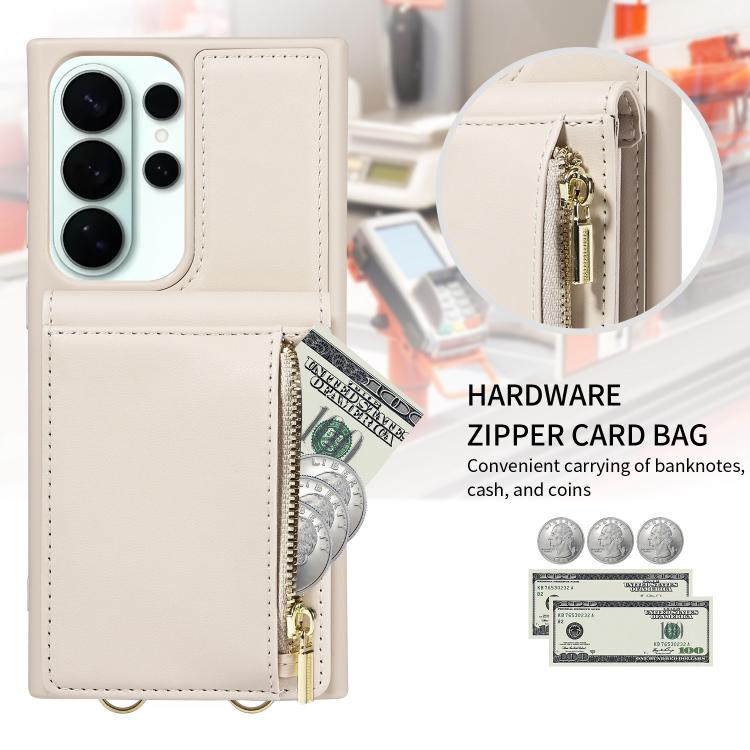 For Samsung Galaxy S26 Ultra 5G Crossbody Lanyard Zipper Wallet Leather Phone Case