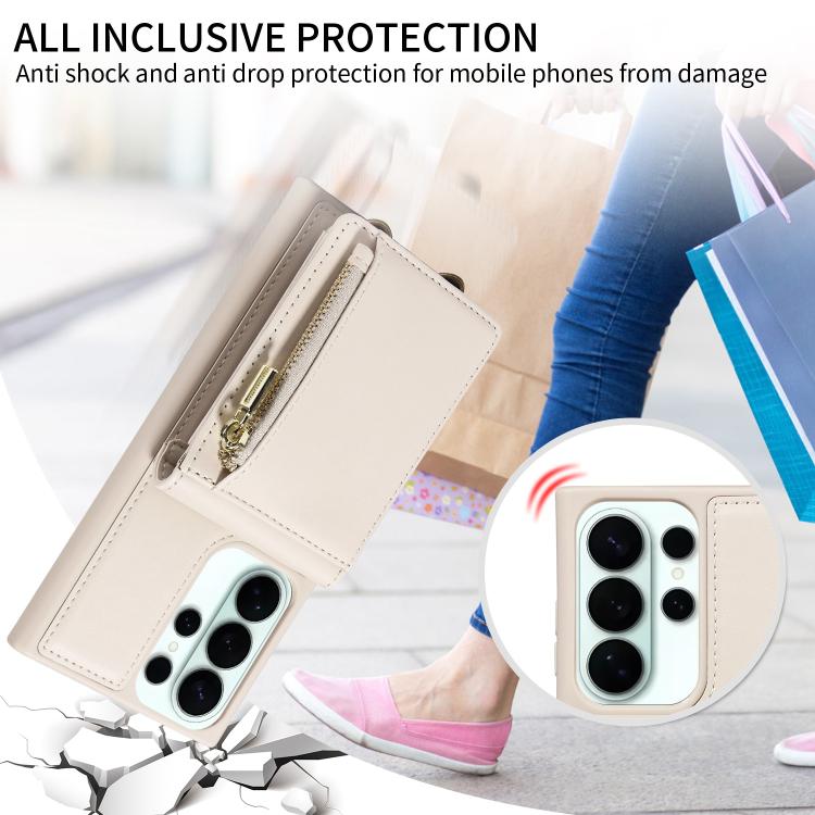 For Samsung Galaxy S26 Ultra 5G Crossbody Lanyard Zipper Wallet Leather Phone Case