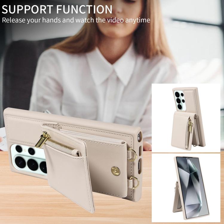 For Samsung Galaxy S26 Ultra 5G Crossbody Lanyard Zipper Wallet Leather Phone Case