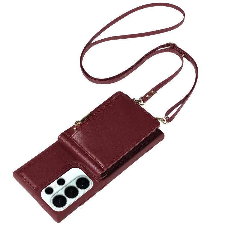 For Samsung Galaxy S26 Ultra 5G Crossbody Lanyard Zipper Wallet Leather Phone Case