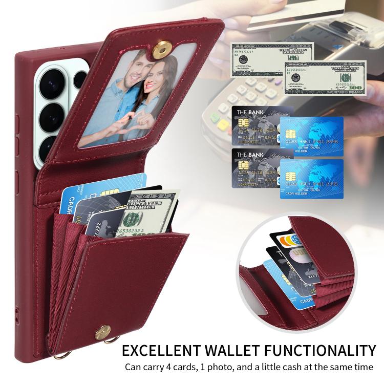 For Samsung Galaxy S26 Ultra 5G Crossbody Lanyard Zipper Wallet Leather Phone Case