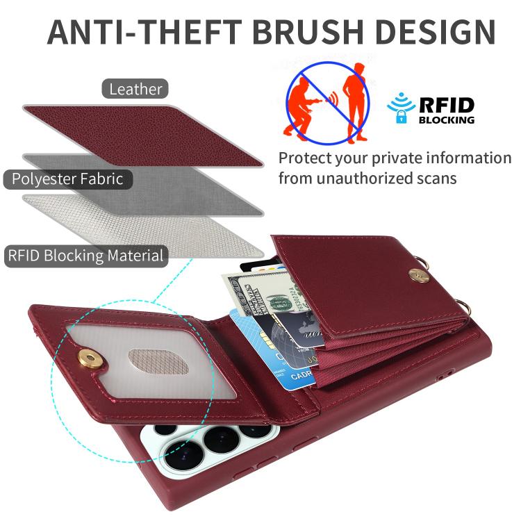 For Samsung Galaxy S26 Ultra 5G Crossbody Lanyard Zipper Wallet Leather Phone Case
