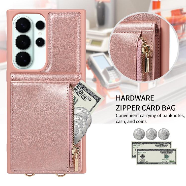 For Samsung Galaxy S26 Ultra 5G Crossbody Lanyard Zipper Wallet Leather Phone Case