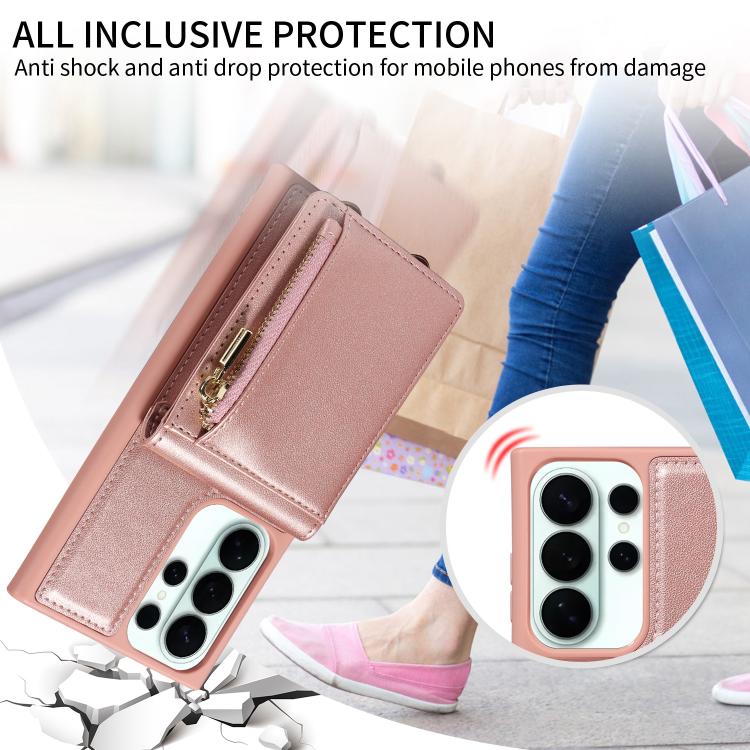 For Samsung Galaxy S26 Ultra 5G Crossbody Lanyard Zipper Wallet Leather Phone Case