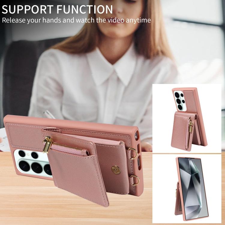 For Samsung Galaxy S26 Ultra 5G Crossbody Lanyard Zipper Wallet Leather Phone Case