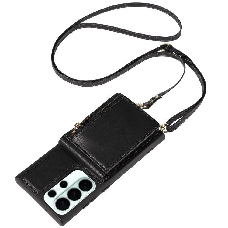 For Samsung Galaxy S26 Ultra 5G Crossbody Lanyard Zipper Wallet Leather Phone Case