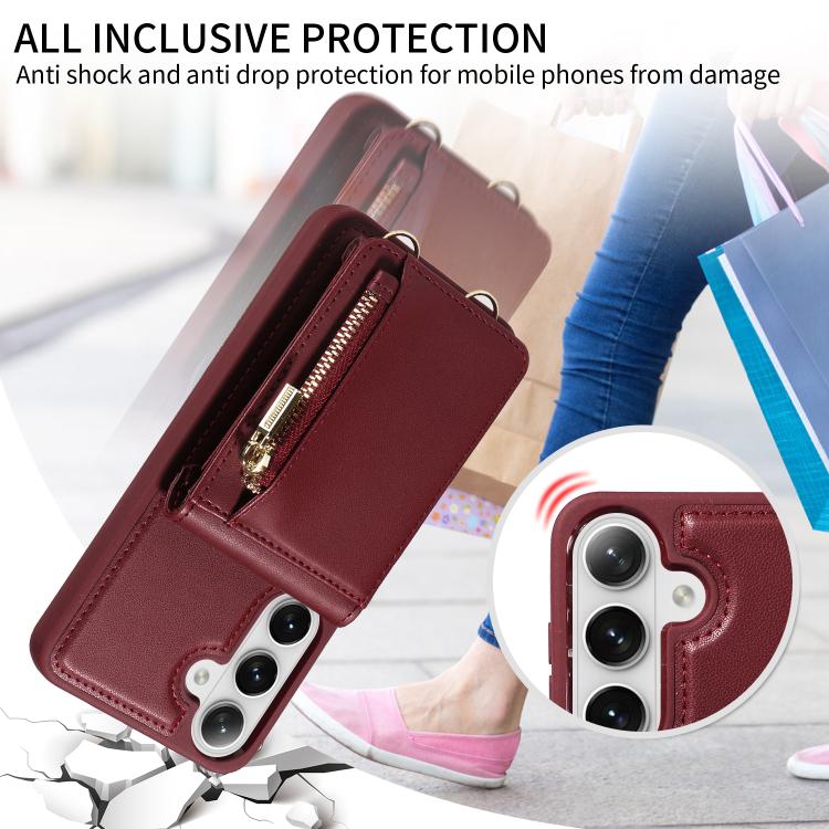 For Samsung Galaxy S26+ 5G Crossbody Lanyard Zipper Wallet Leather Phone Case