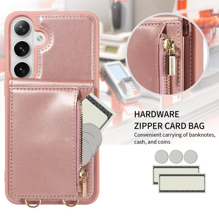 For Samsung Galaxy S26+ 5G Crossbody Lanyard Zipper Wallet Leather Phone Case