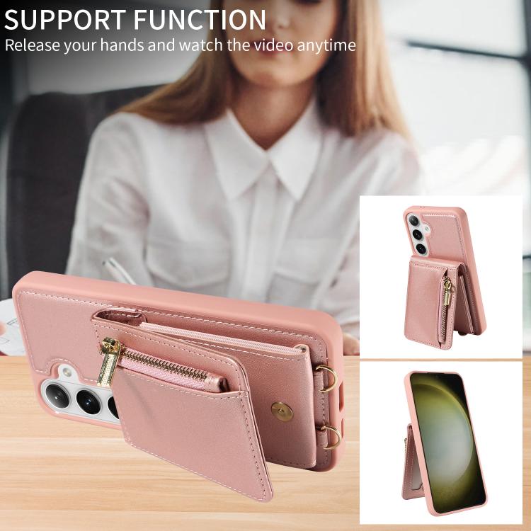 For Samsung Galaxy S26+ 5G Crossbody Lanyard Zipper Wallet Leather Phone Case