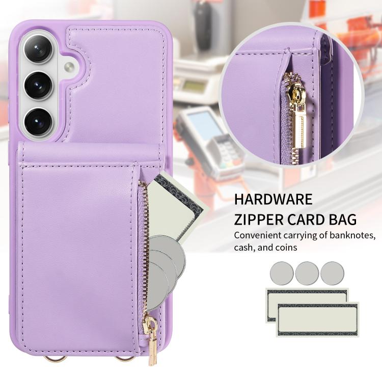 For Samsung Galaxy S26+ 5G Crossbody Lanyard Zipper Wallet Leather Phone Case