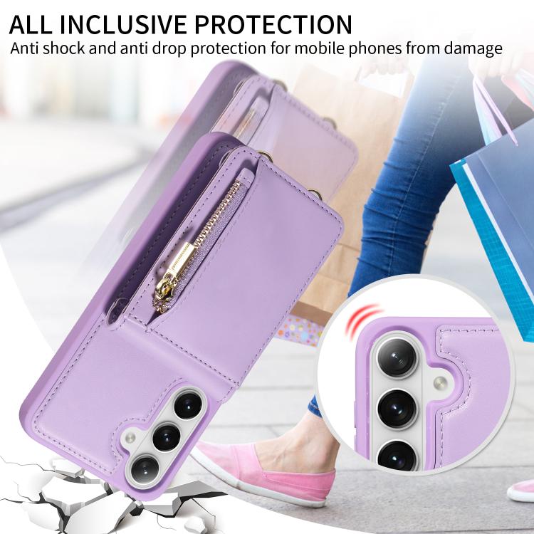 For Samsung Galaxy S26+ 5G Crossbody Lanyard Zipper Wallet Leather Phone Case