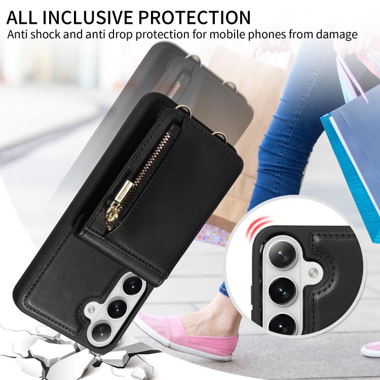 For Samsung Galaxy S26+ 5G Crossbody Lanyard Zipper Wallet Leather Phone Case