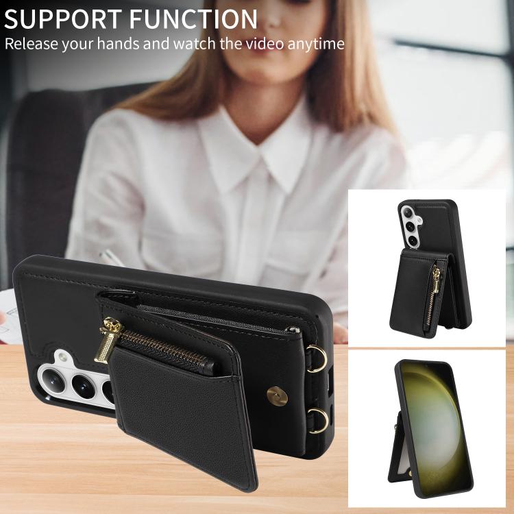 For Samsung Galaxy S26+ 5G Crossbody Lanyard Zipper Wallet Leather Phone Case