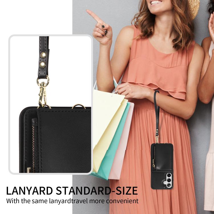 For Samsung Galaxy S26+ 5G Crossbody Lanyard Zipper Wallet Leather Phone Case