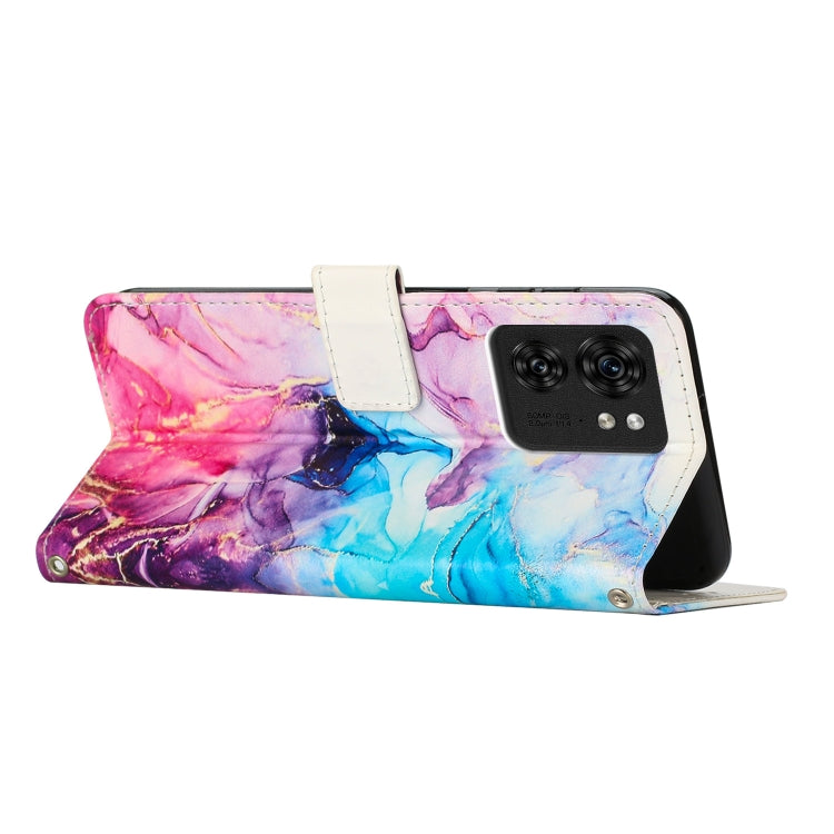 For Motorola Edge 40 / Edge 2023 Painted Marble Pattern Leather Phone Case