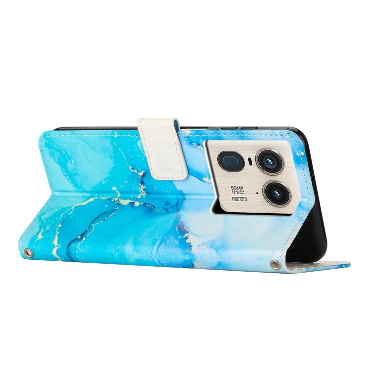 For Motorola Edge 50 Ultra Painted Marble Pattern Leather Phone Case