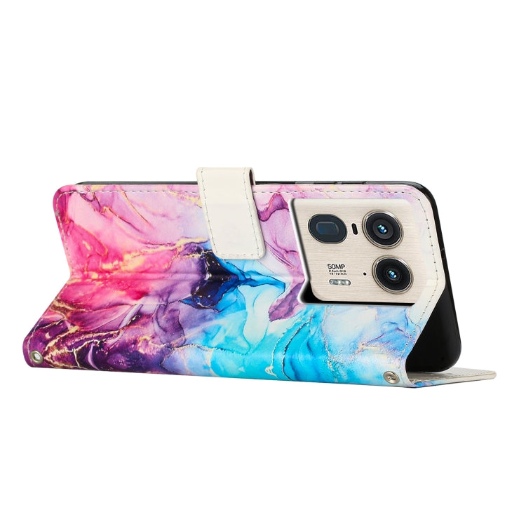 For Motorola Edge 50 Ultra Painted Marble Pattern Leather Phone Case