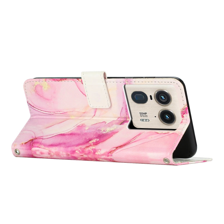 For Motorola Edge 50 Ultra Painted Marble Pattern Leather Phone Case