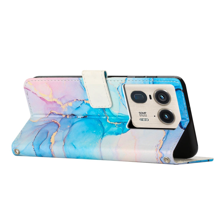 For Motorola Edge 50 Ultra Painted Marble Pattern Leather Phone Case