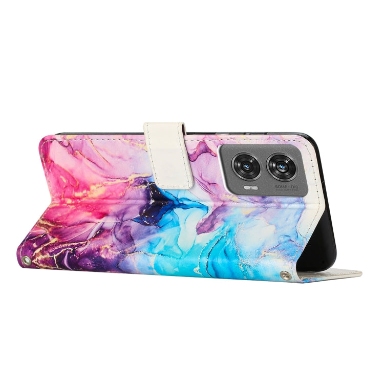 For Motorola Edge 2024 5G Painted Marble Pattern Leather Phone Case
