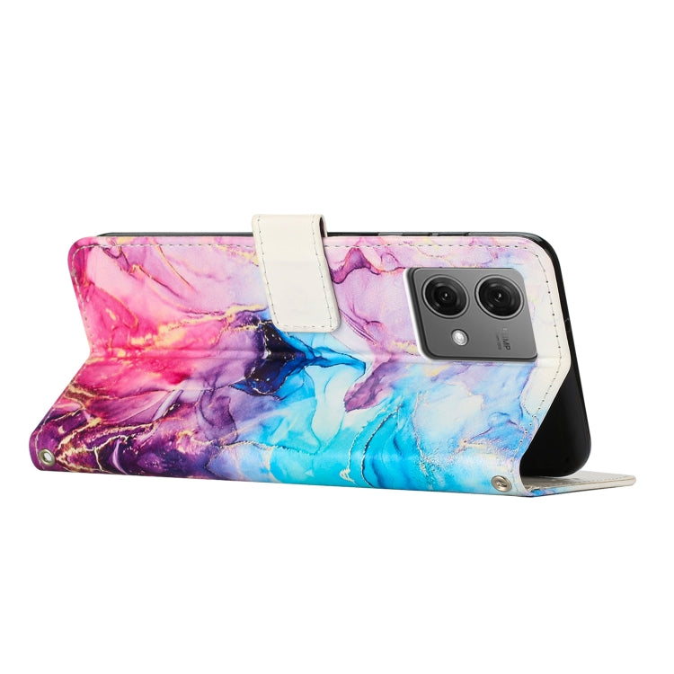 For Motorola Edge 40 Neo Painted Marble Pattern Leather Phone Case