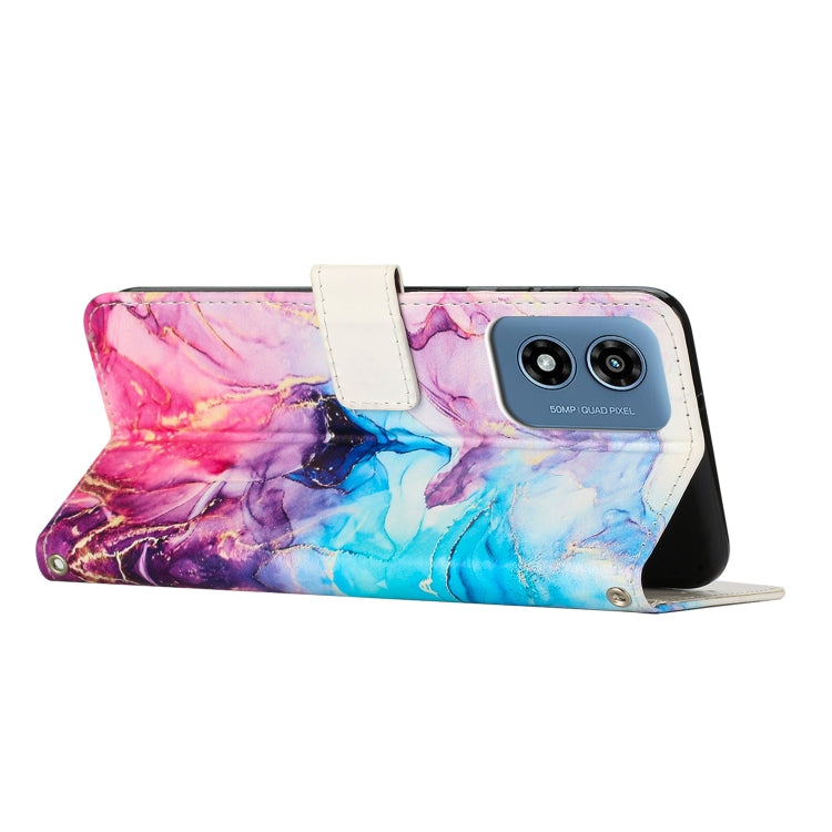 For Motorola Moto G Play 4G 2024 Painted Marble Pattern Leather Phone Case
