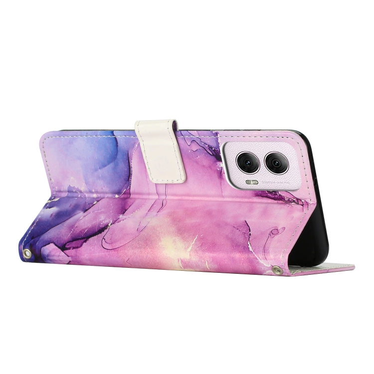 For Motorola Moto G 5G 2024 Painted Marble Pattern Leather Phone Case
