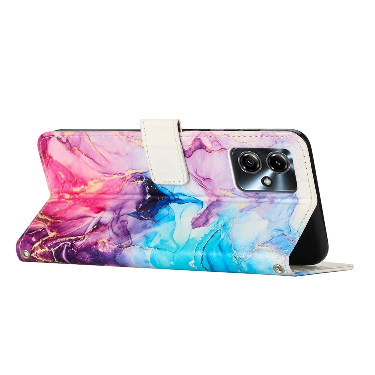 For Motorola Moto G14 4G / G54 Power Painted Marble Pattern Leather Phone Case