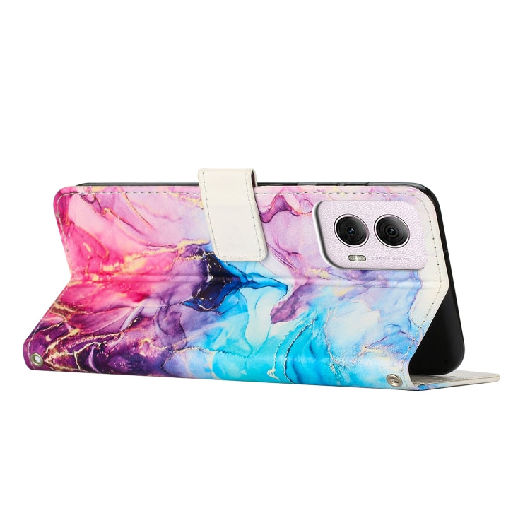 For Motorola Moto G34 Painted Marble Pattern Leather Phone Case