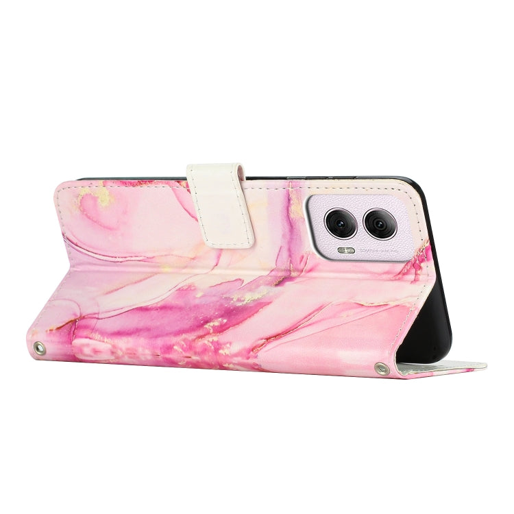 For Motorola Moto G34 Painted Marble Pattern Leather Phone Case