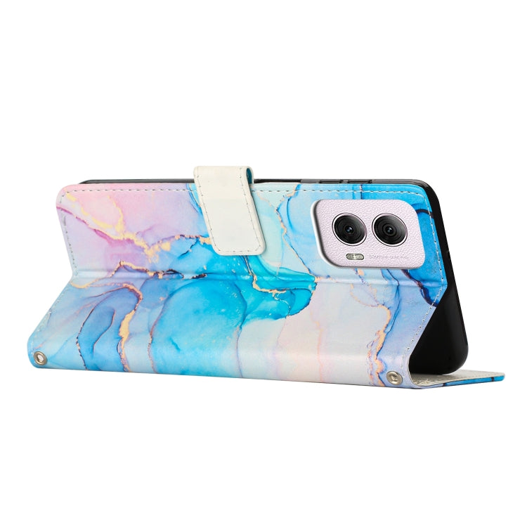 For Motorola Moto G34 Painted Marble Pattern Leather Phone Case