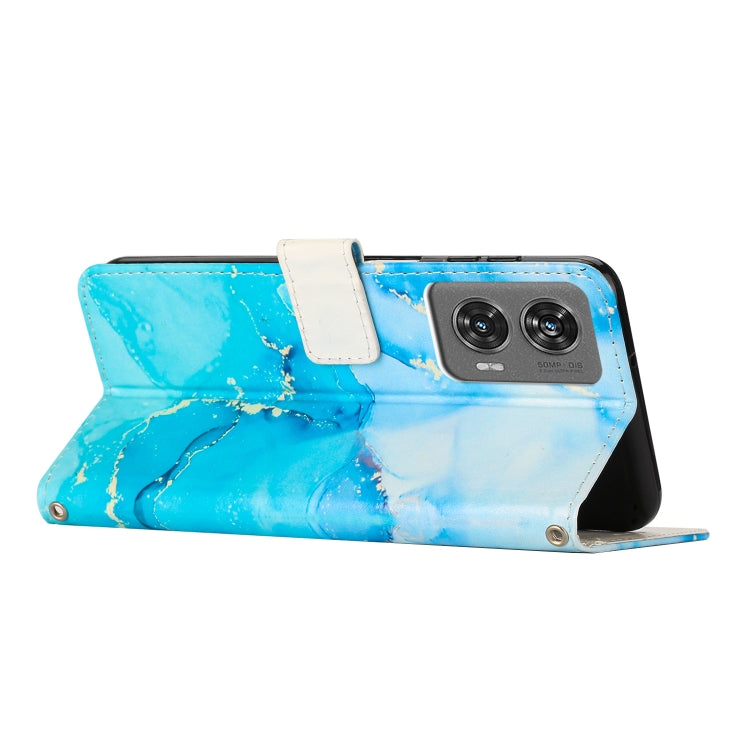 For Motorola Moto G35 5G Painted Marble Pattern Leather Phone Case