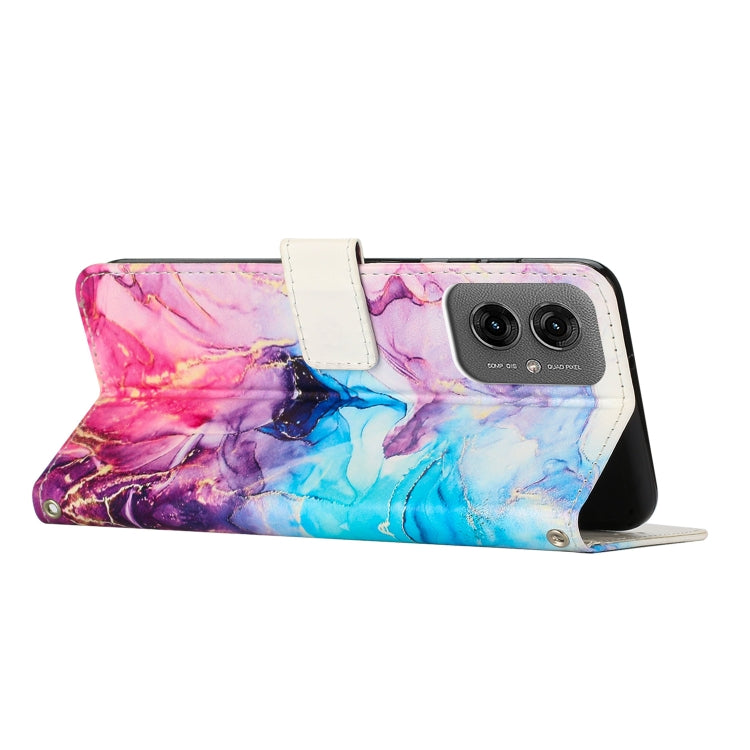 For Motorola Moto G55 5G Painted Marble Pattern Leather Phone Case
