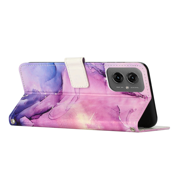 For Motorola Moto G55 5G Painted Marble Pattern Leather Phone Case