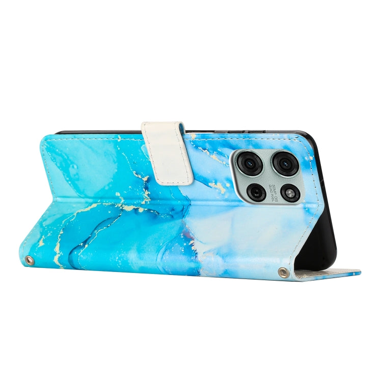 For Motorola Moto G75 Painted Marble Pattern Leather Phone Case