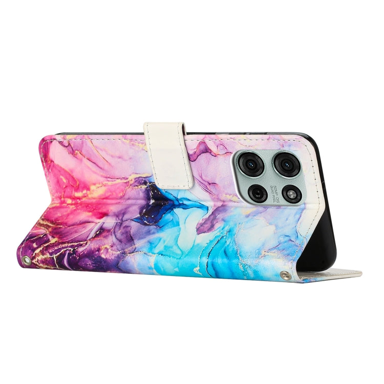 For Motorola Moto G75 Painted Marble Pattern Leather Phone Case