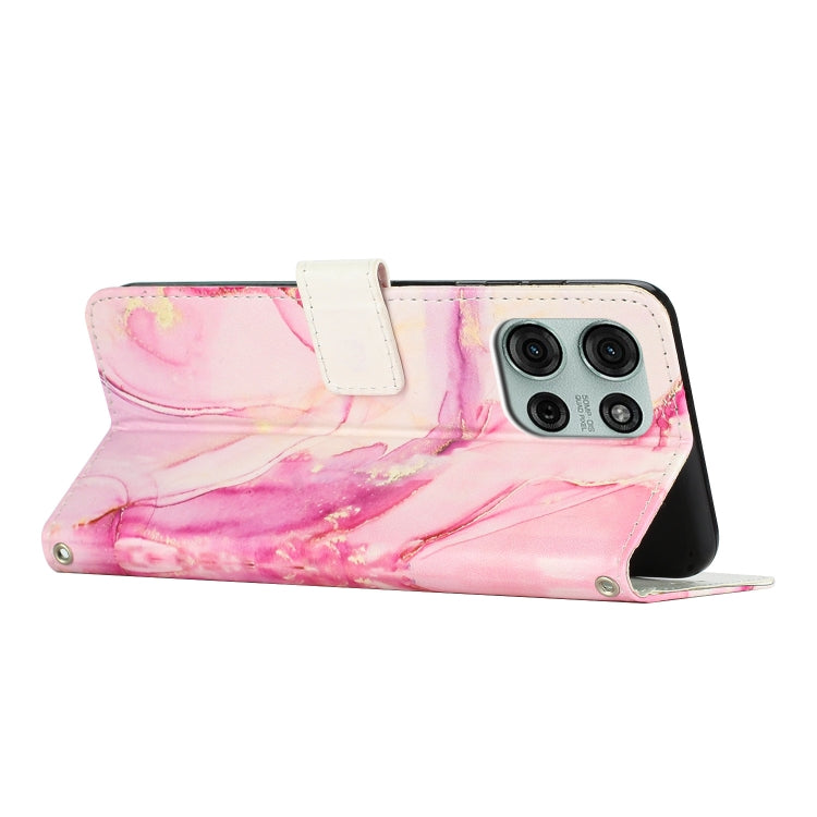 For Motorola Moto G75 Painted Marble Pattern Leather Phone Case