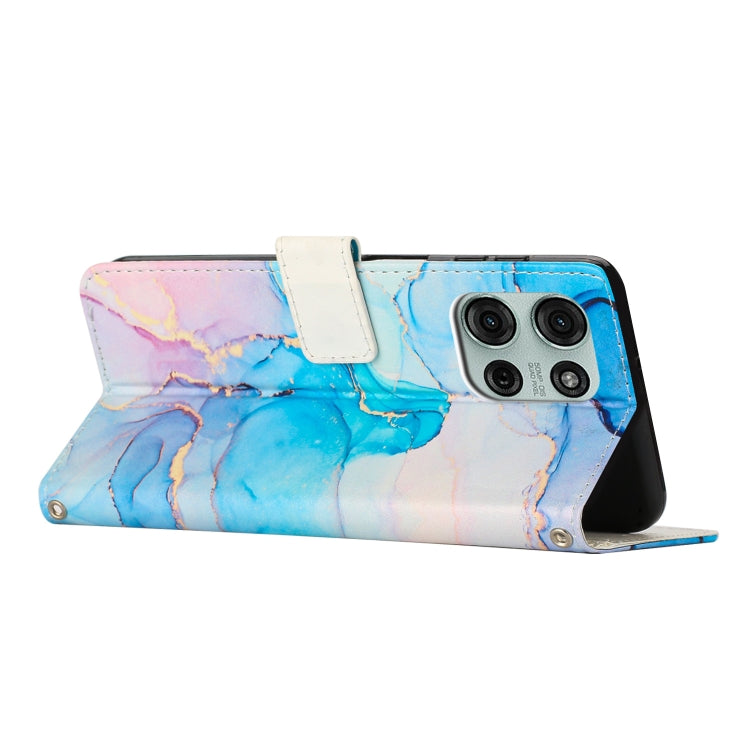 For Motorola Moto G75 Painted Marble Pattern Leather Phone Case